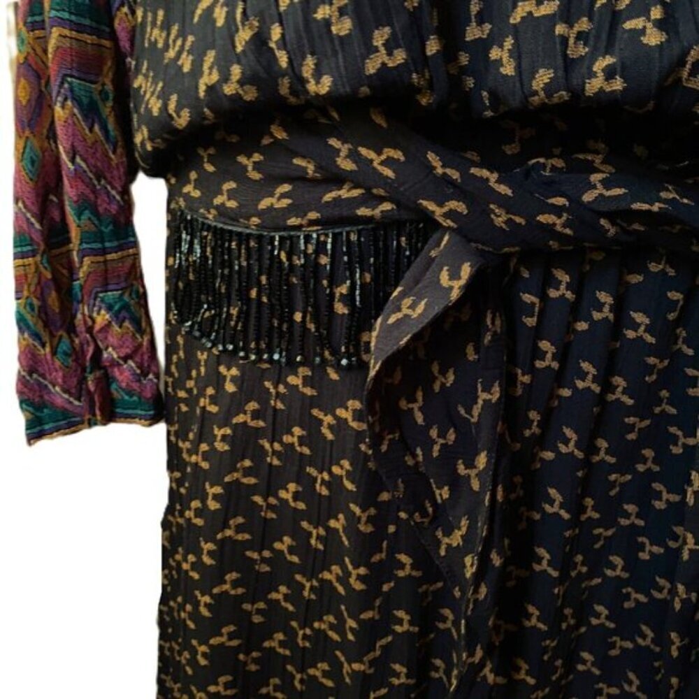 Vintage Carole Little boho granny romantic bold colors belted 90s dress - Picture 9 of 15